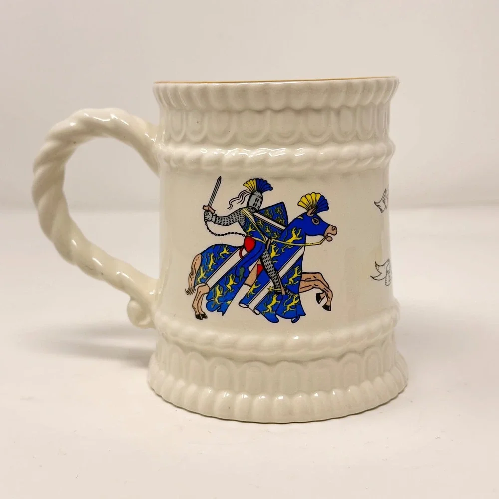 Vtg Sampson Bridgwood Lifelong Ironstone Knight Tankard Mug Coat of Arms England